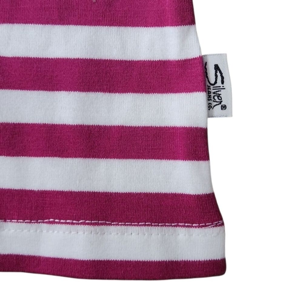 NWT Silver Jeans Co Girls Blouse Strips Pink White Ruffle Sleeve Top Kids Size L - Picture 7 of 10
